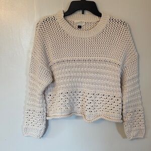 Universal Thread Cream Chunky Knit Cropped  Sweater - Size Large